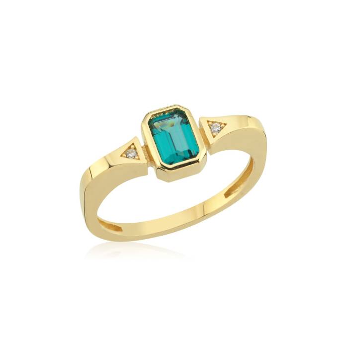 Yeşil Two Way Dörtgen Yüzük - 4