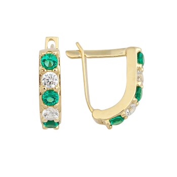 Yeşil ve Beyaz Taş Çocuk Küpesi - Melike