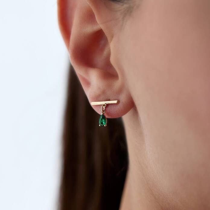 Yeşil vidalı küpe - 2