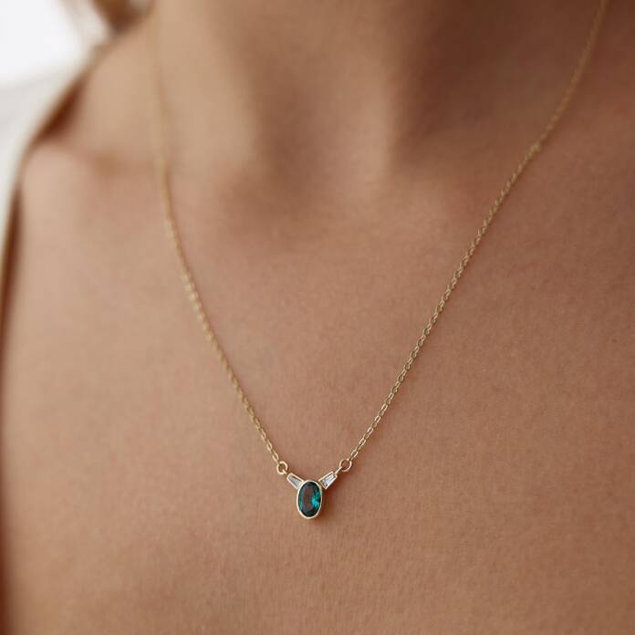 Yeşil & White Taşlı Kolye - 1