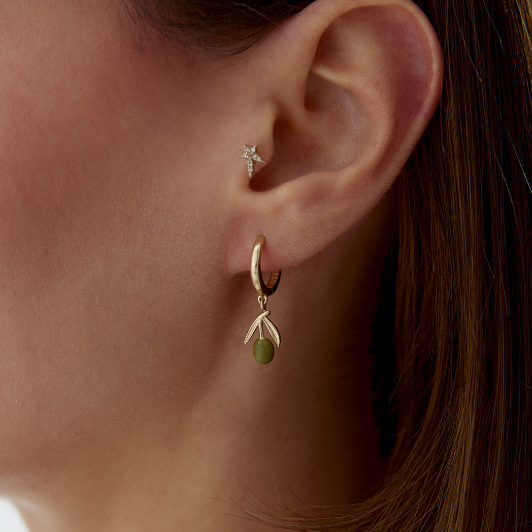 Yeşil Zeytin Sallantılı Küpe - 1