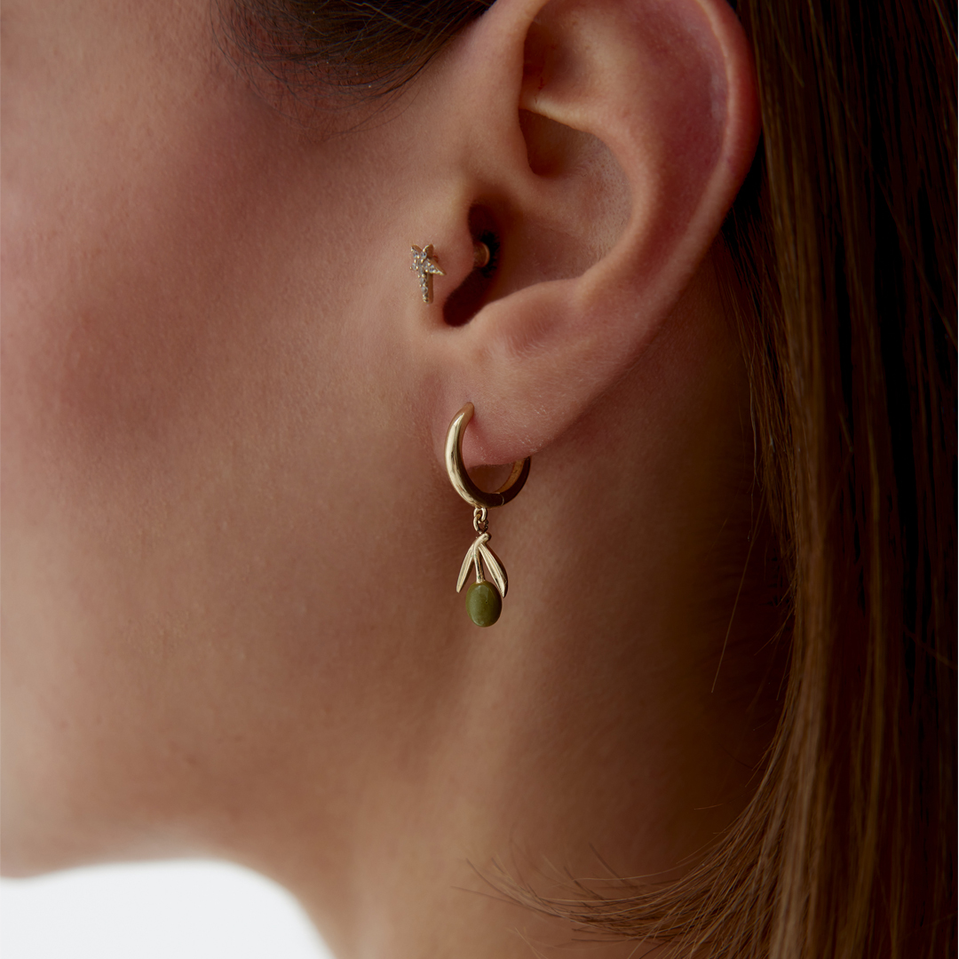 Yeşil Zeytin Sallantılı Küpe - 2