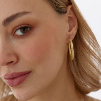 Yılan Derisi Kabartma Halka Küpe - 3