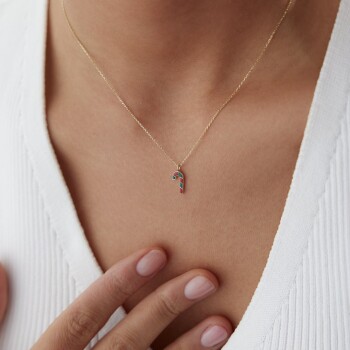 Yılbaşı Baston Şeker Kolye - Alen (1)