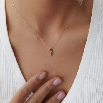 Yılbaşı Baston Şeker Kolye - Alen