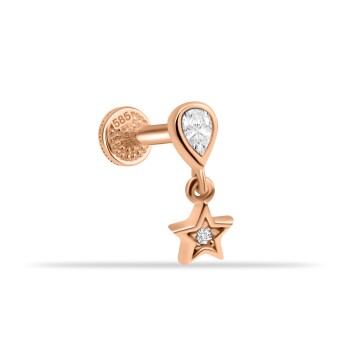 Yıldız Damla Taş Sallantılı Minimal Tragus Piercing - 1