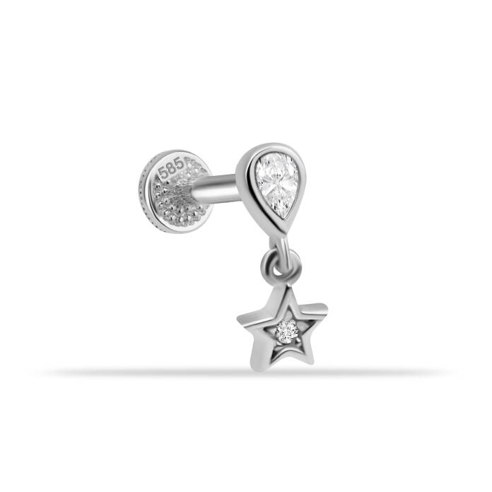 Yıldız Damla Taş Sallantılı Minimal Tragus Piercing - 2