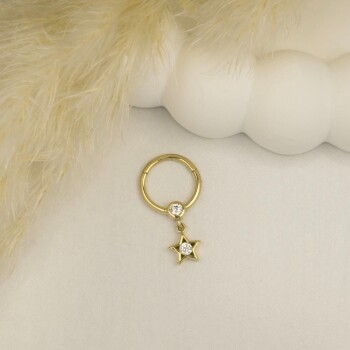 Yıldız Sallantılı Minimal Halka Piercing - 3