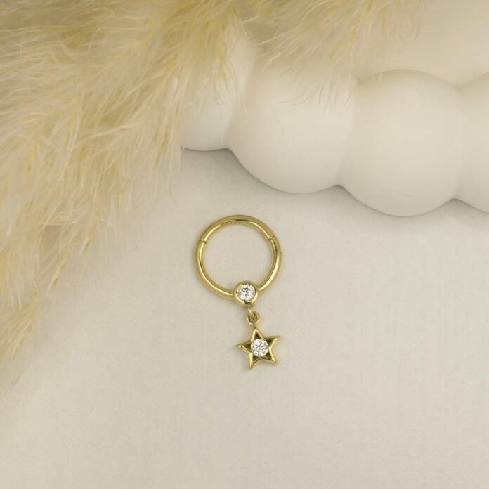 Yıldız Sallantılı Minimal Halka Piercing - 3