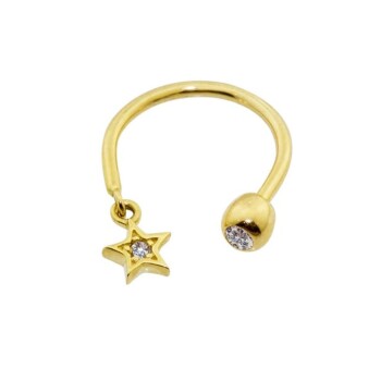 Yıldız Sallantılı Minimal Yarım Halka Piercing - Dianora