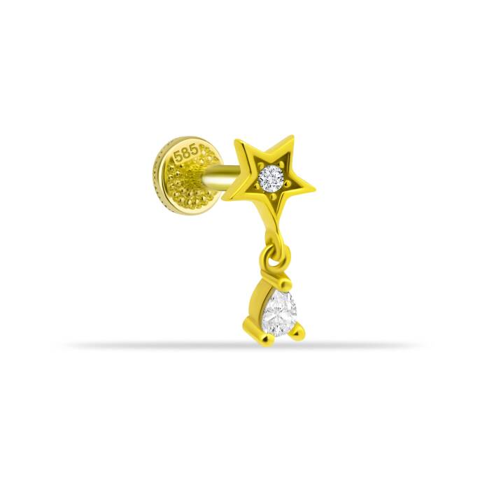 Yıldız Taş Sallantılı Minimal Tragus Piercing - 1