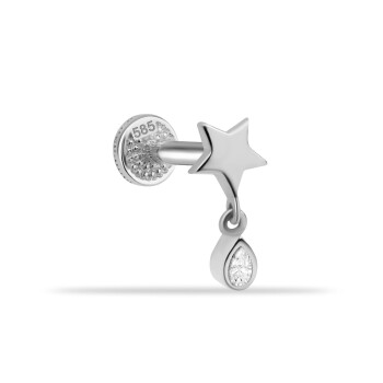 Yıldızlı Damla Taş Sallantılı Minimal Tragus Piercing - Dianora (1)