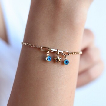 Yıldızlı Gözlü Ataç Bileklik - Nüans