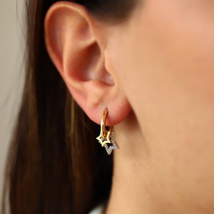 Yıldızlı Mini Halka Küpe - 1