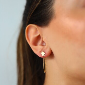 Yıldızlı Zincir Küpe - Reha