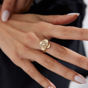 Yonca Çark Yüzük - Altın İş (1)