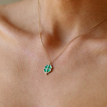 Yonca İçi Yeşil Kolye - Alen (1)