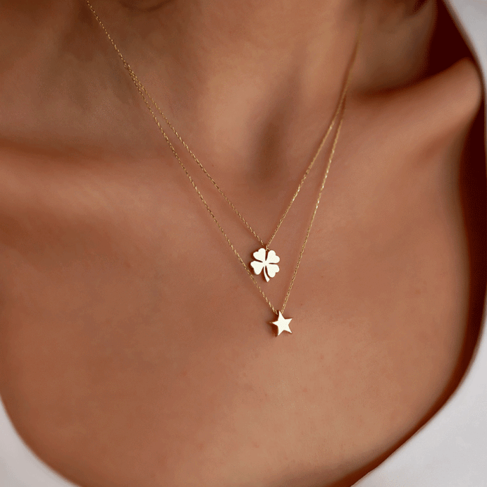 Yoncalı Yıldızlı İkili Kolye - 1