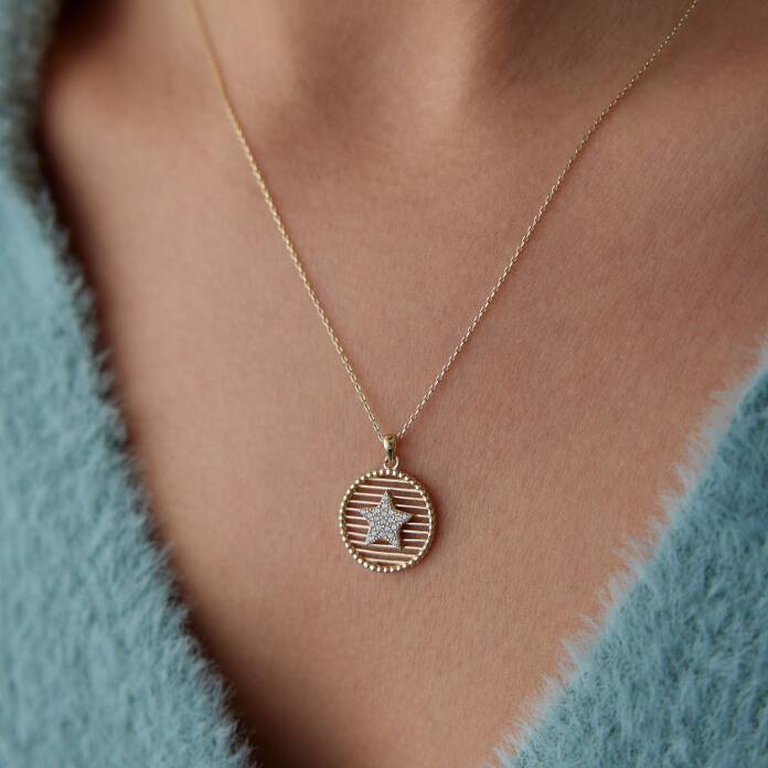 Yuvarlak Izgara Yıldız Kolye - 1