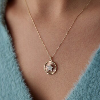 Yuvarlak Izgara Yıldız Kolye - Rayna