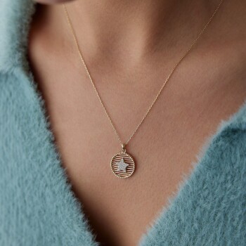 Yuvarlak Izgara Yıldız Kolye - Rayna (1)