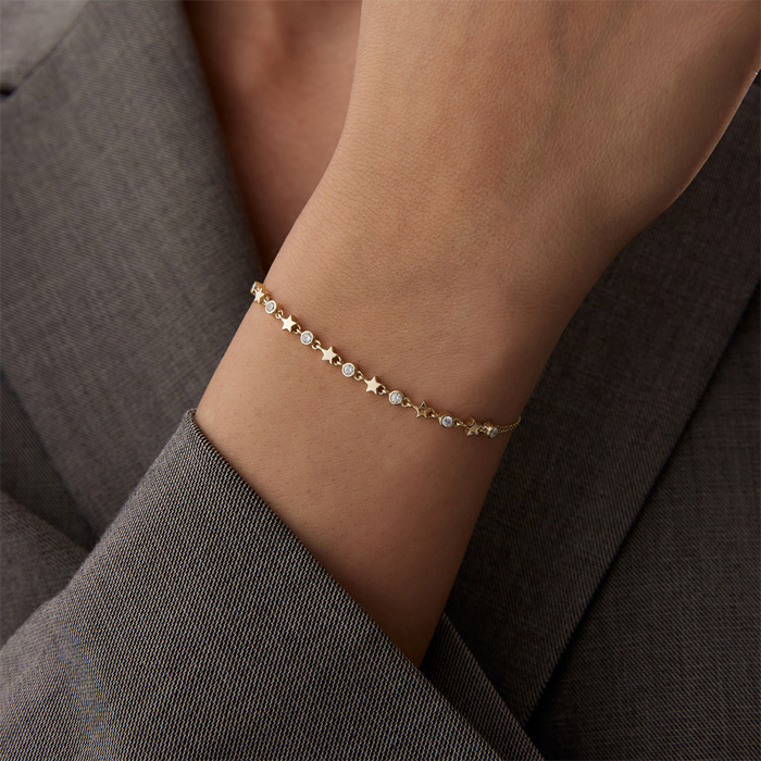 Yuvarlak Taş ve Yıldızlı Bileklik - Özçelik