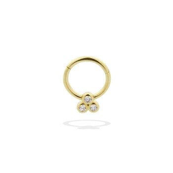 Yuvarlak Üç Taşlı Helix Piercing - Dianora