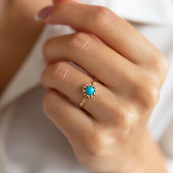 Zarif Firuze Taşlı Yüzük - Vedat