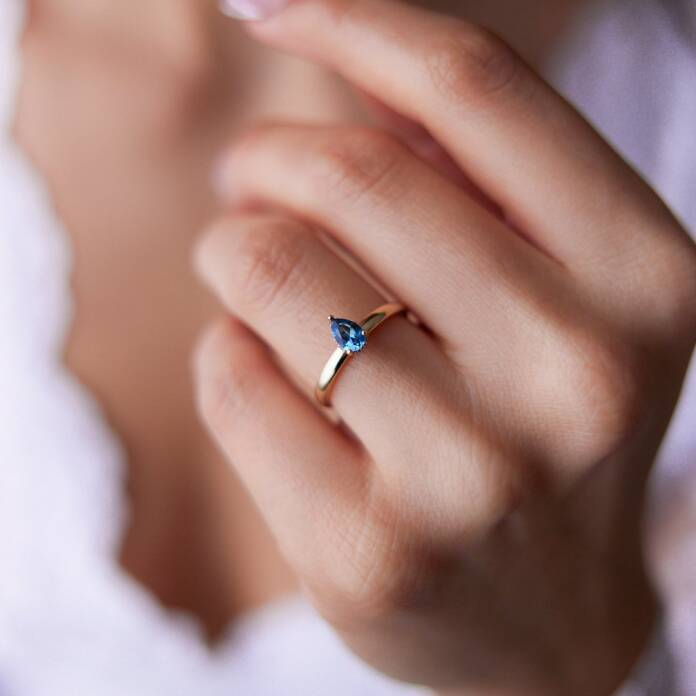 Zarif Mavi Damla Yüzük - 1