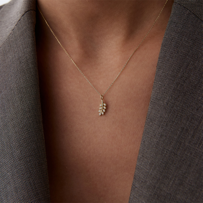 Zeytin Dalı Taşlı Kolye - Alen (1)