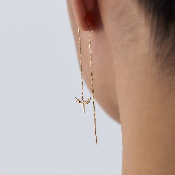 Zincir Sallantılı Mikail Kılıcı Küpe - 1