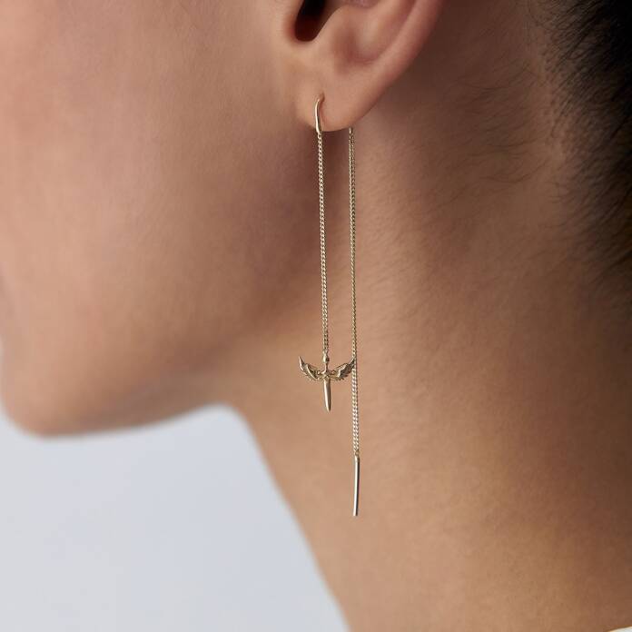 Zincir Sallantılı Mikail Kılıcı Küpe - 2