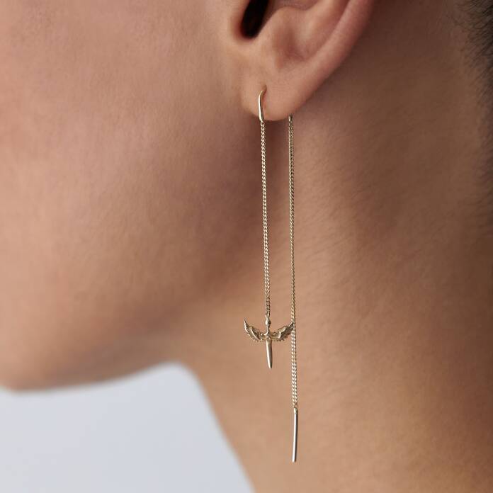 Zincir Sallantılı Mikail Kılıcı Küpe - 4