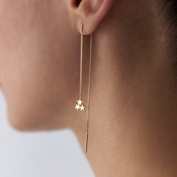 Zincir Sallantılı Üç Yıldız Küpe - Rayna