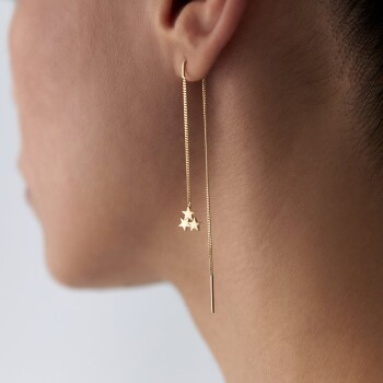 Zincir Sallantılı Üç Yıldız Küpe - Rayna (1)