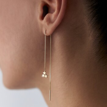 Zincir Sallantılı Üç Yıldız Küpe - 3