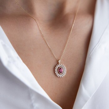 Zoe Pink Taşlı Kolye - Rayna